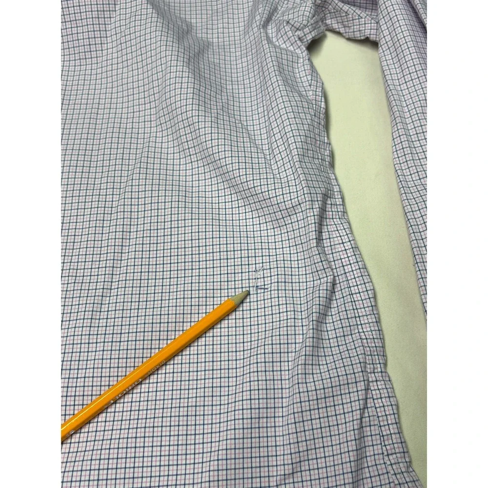 Polo Ralph Lauren Tattersall Check Shirt Mens 15.5 34/35 Pink Blue FLAW